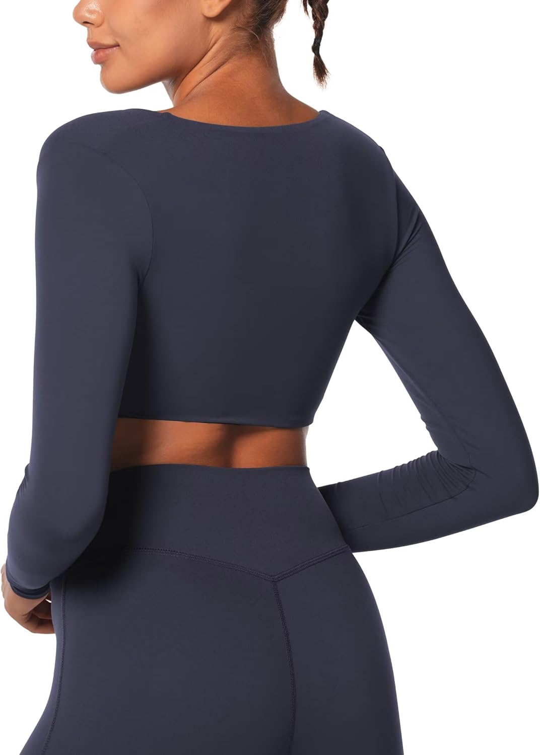Sunzel Long Sleeve Workout Tops for Women Buttery Soft Deep V Twist Cropped Tops with Compression for Yoga Pilates Gym Outfit - Image 3