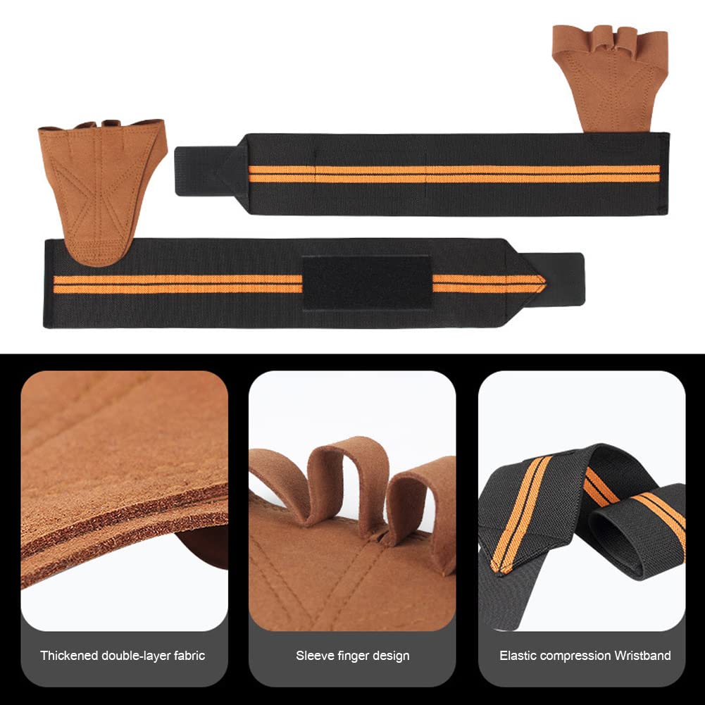 1 Paire de Gants de Musculation haltère antidérapant en Cuir haltérophilie Gants de Protection des Mains Protecteur Fitness entraînement Gants de Protection du Poignet, Marron, L