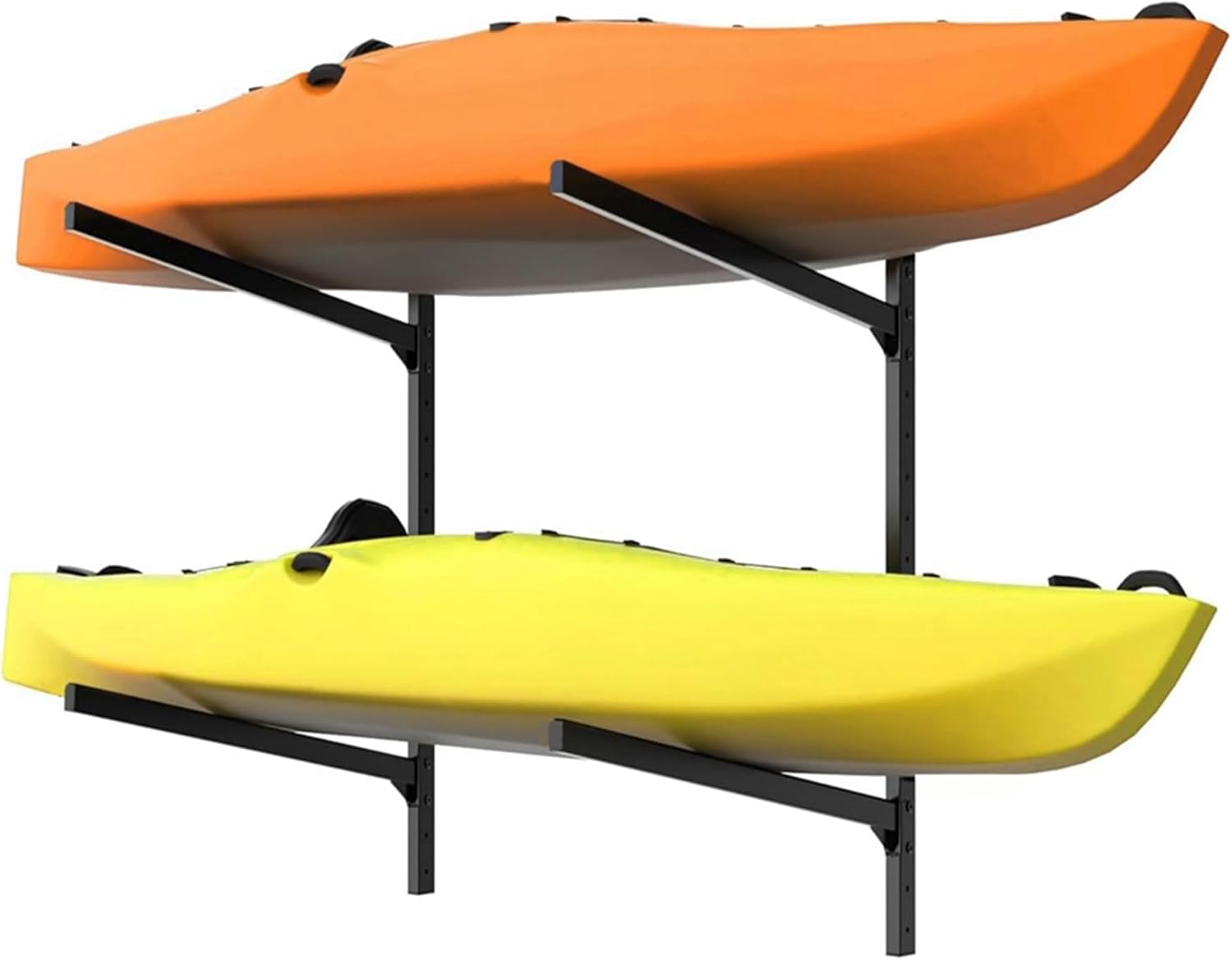 WALMANN Heavy Duty Wall Mounted Kayak Storage Rack for Garage, Adjustable Kayak Hangers for Wall, Holds Up to 220 lbs 2-Tier