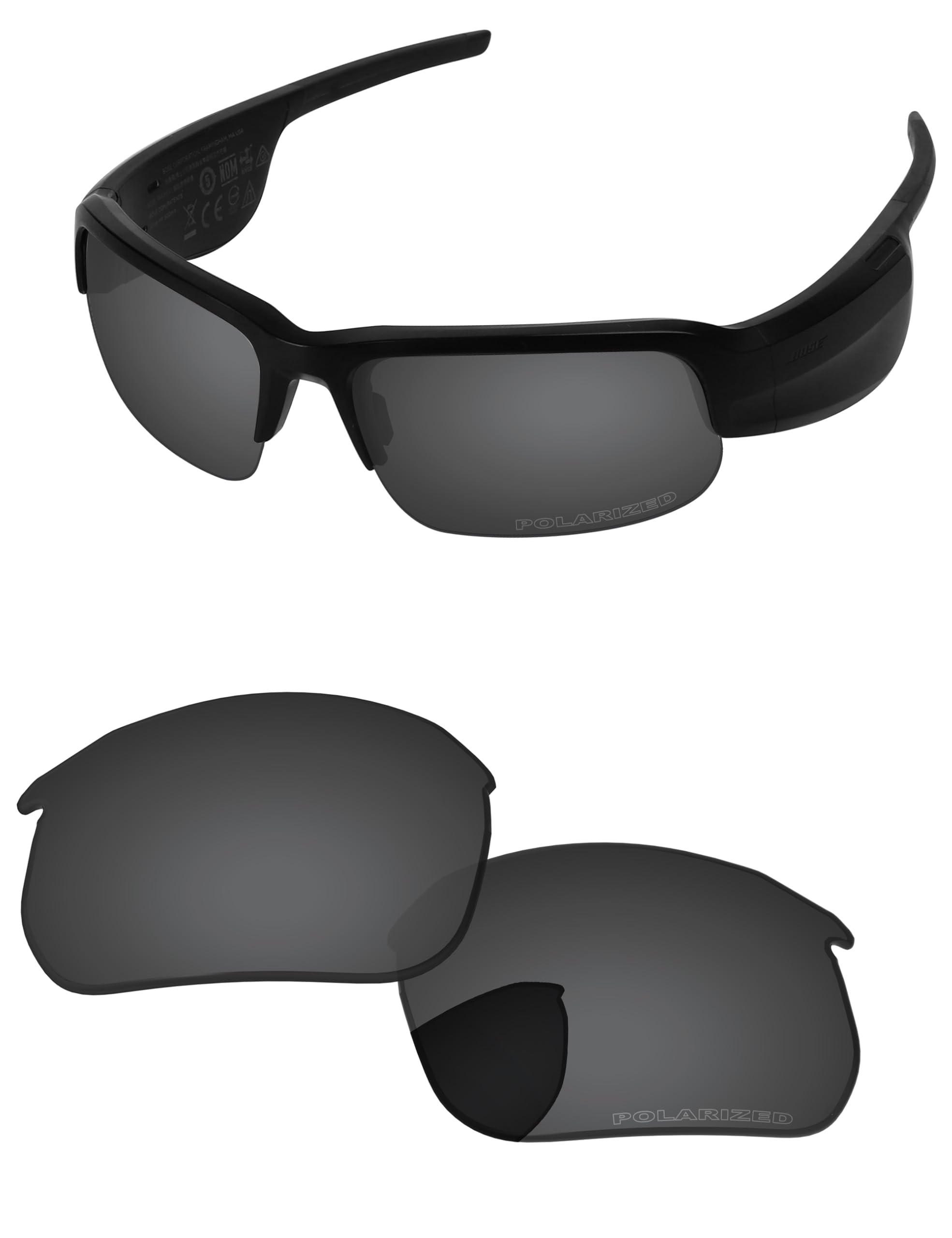 PapaViva Replacement Lenses for BOSE Tempo Sunglass Solid Black Polarized