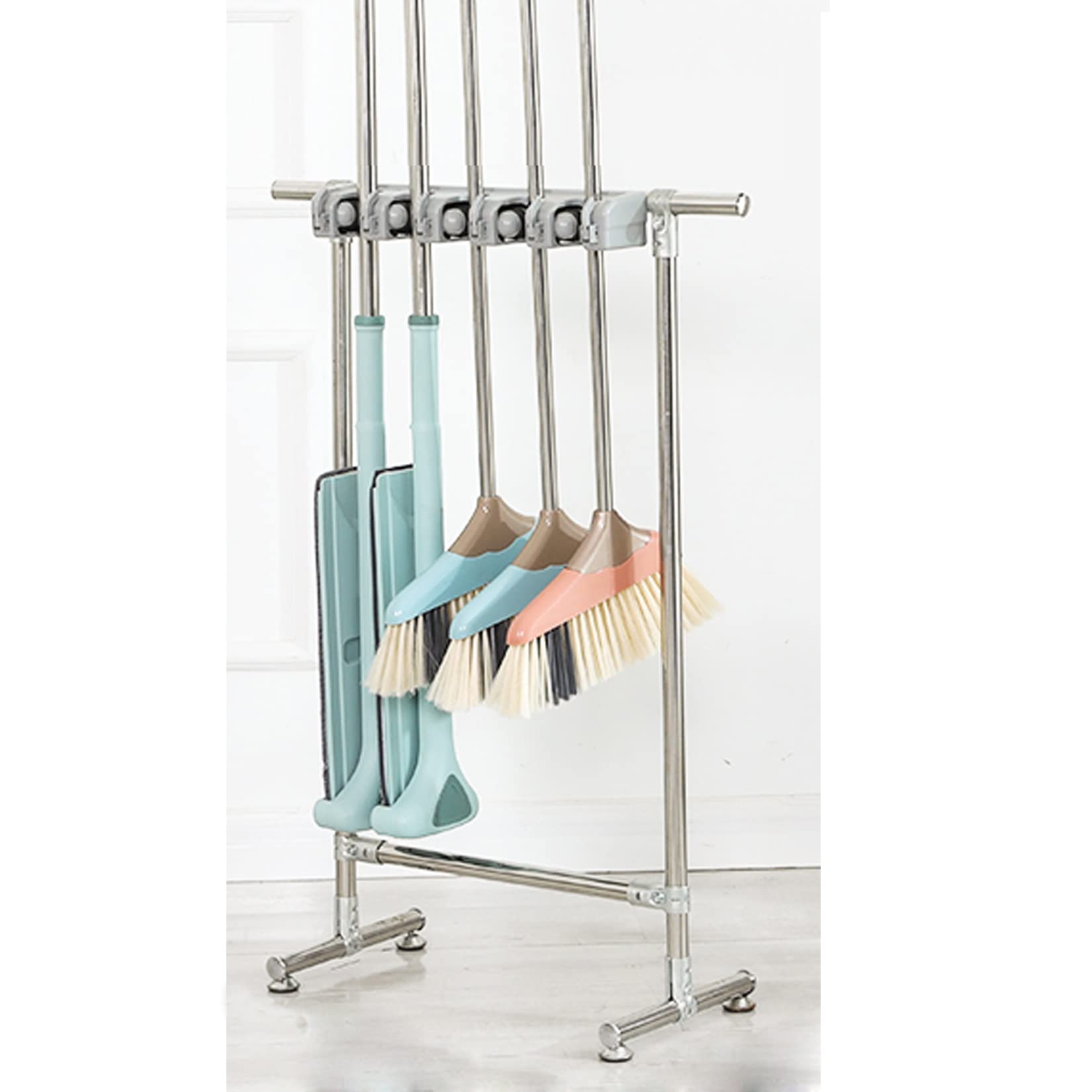 Besenhalterung & Gerätehalter Utility Racks Besenhalter Organizer Beweglicher Schrank Aufbewahrungsschrank Mop Rack Bodenstehend Reinigungswerkzeugwagen for Garten Garage Schulen Hotels Krankenhäuser