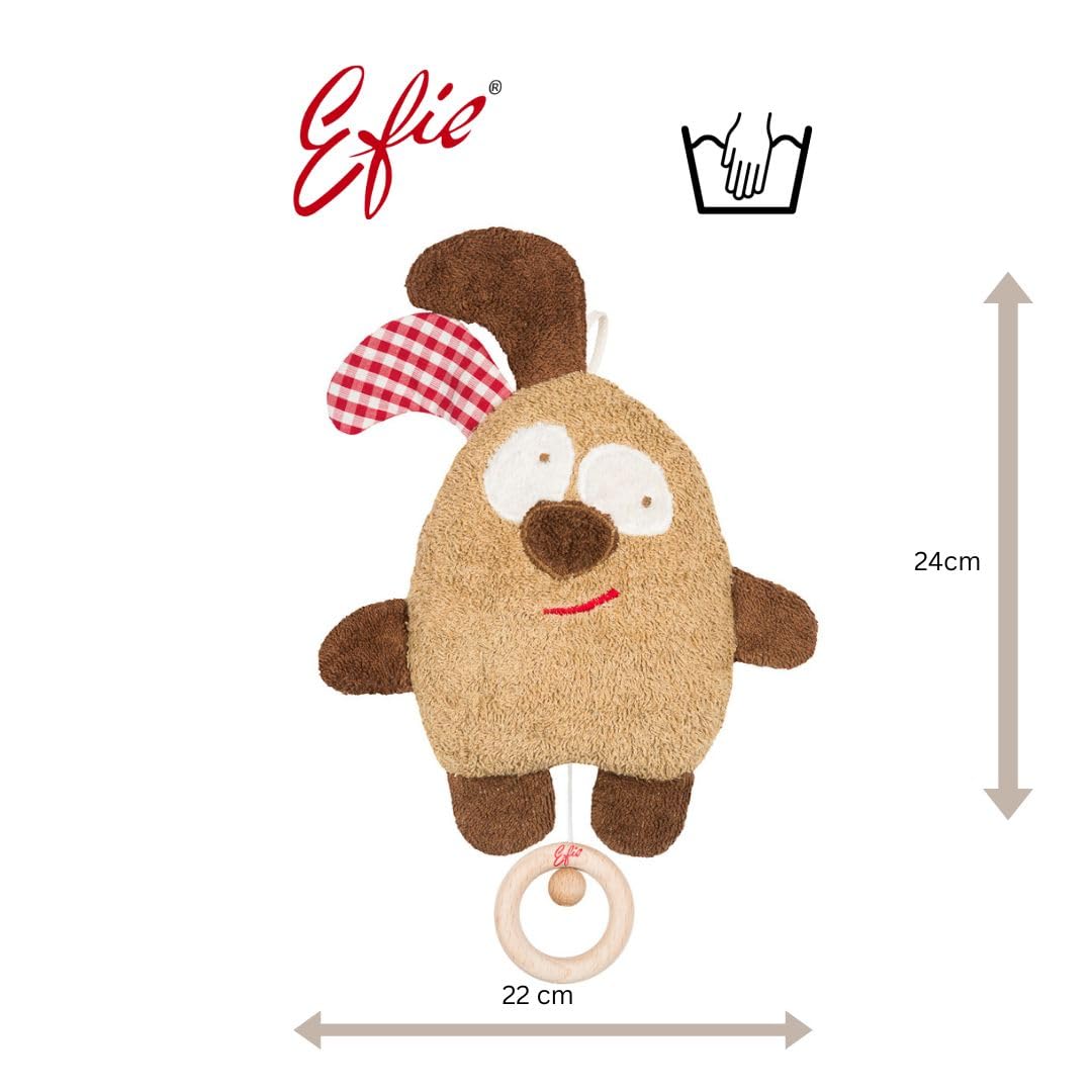Efie Bio - Spieluhr beige, kontrolliert biologischer Anbau (organic), Made in Germany, GOTS zertifiziert, nachhaltig, Melodie (Weißt du wie viele Sternlein stehen)