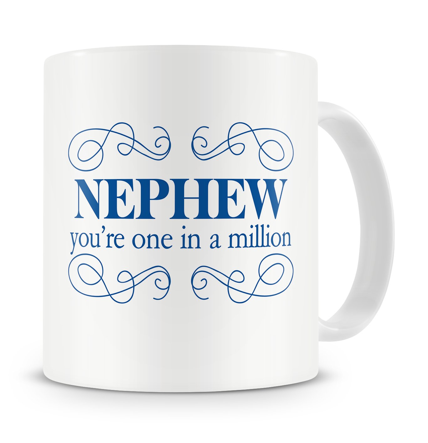 Givagift Blue "Nephew, You’re One In A Million" Mug –Birthday / Thank You / Get Well Soon / Appreciation Mug Gift/Present For Nephew - 16Th/18Th/21St/20Th/30Th/40Th/50Th/60Th - Cool/Cute/Modern/Novelty Style Nephew Mug Gift/Present – From Auntie / From Uncle (Blue)