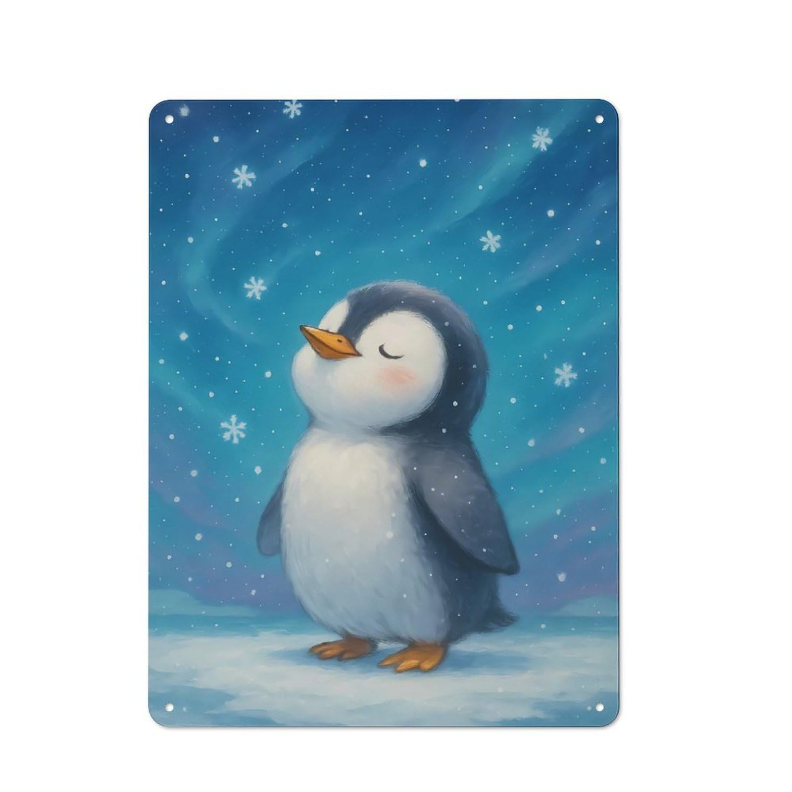 Junmoney Cute Penguin In Winter Snowfall Vintage Tin Sign 40X30cm With For Workshop Wall, For Makers And Diy Enthusiasts, For Retro Home Interiors