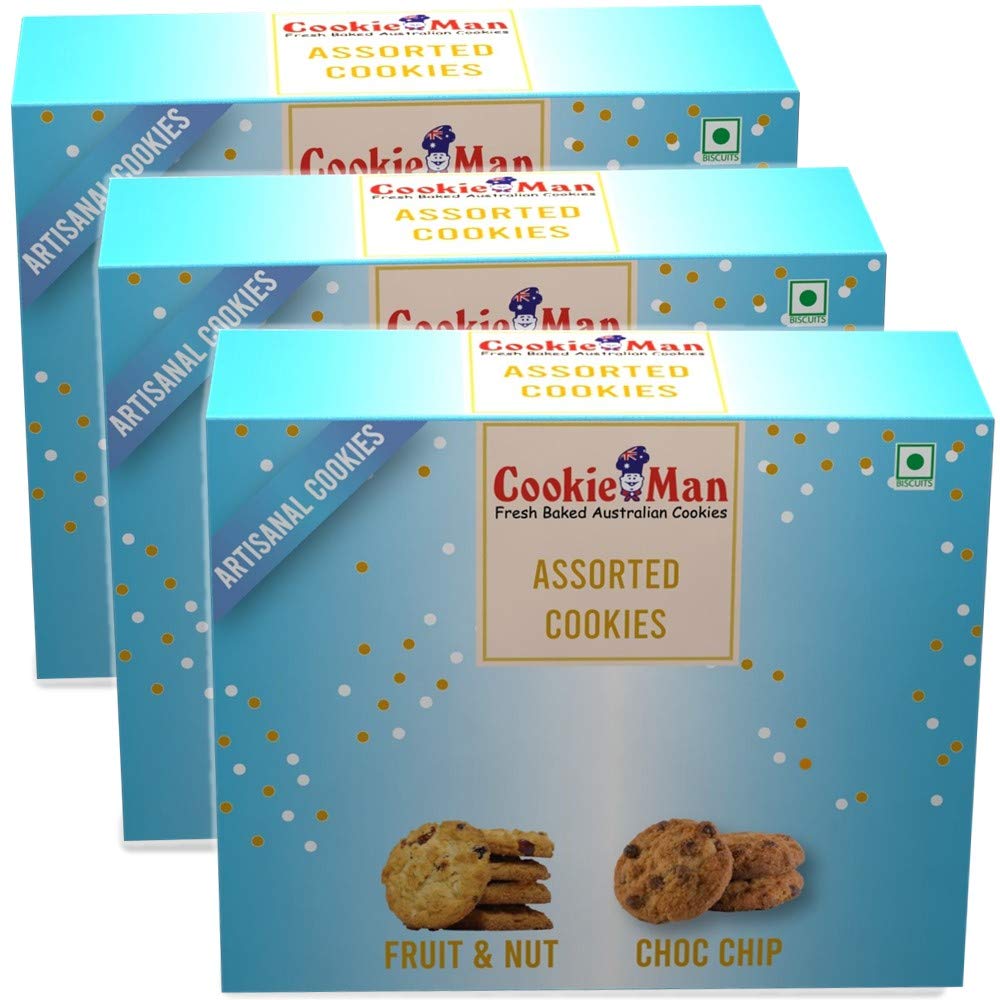 Cookieman Fruit & Nut and Choco Chip Cookies - 200g x 3 Packs Combo