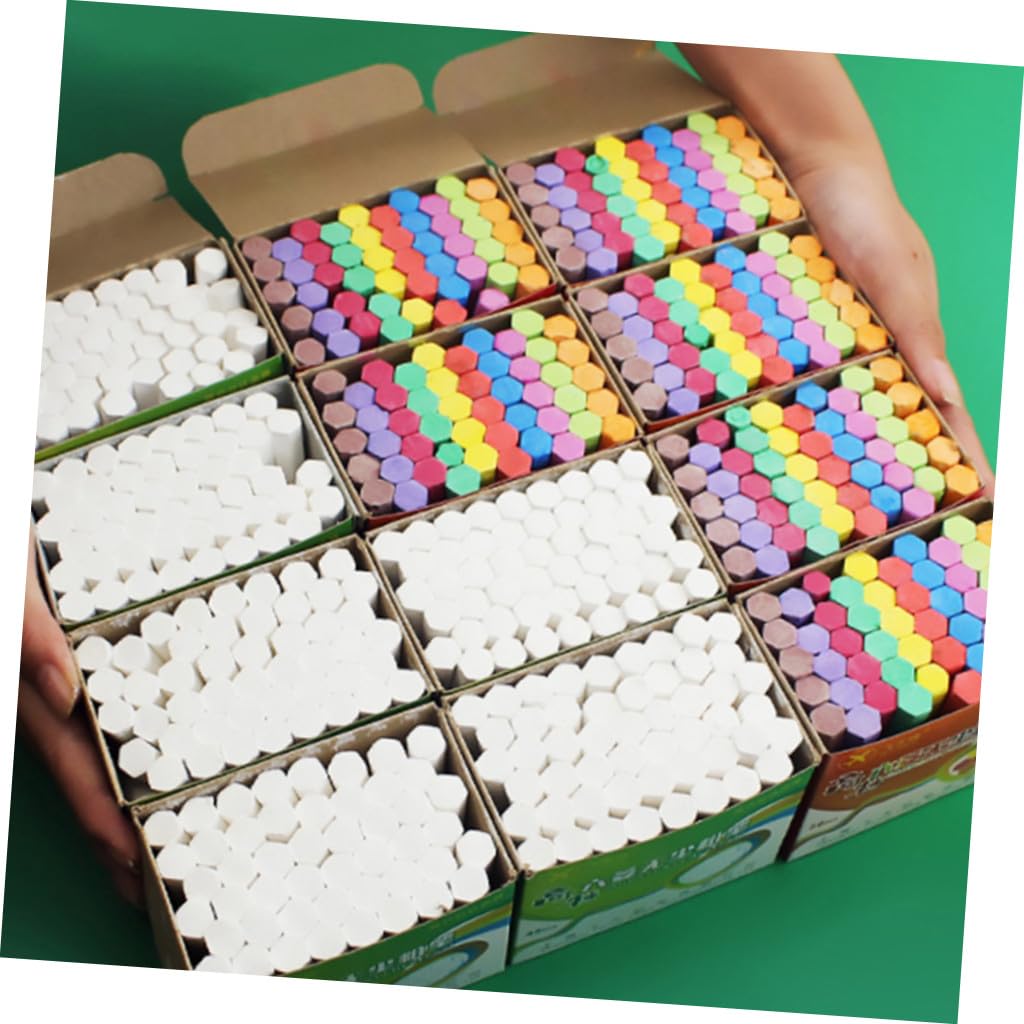 Craies Colorées Gypse Lisse Hexagonales sans Poussière 3 Boîtes pour Tableau Noir pour Enseignants et Garçon et Filles en Dessin ou Peinture