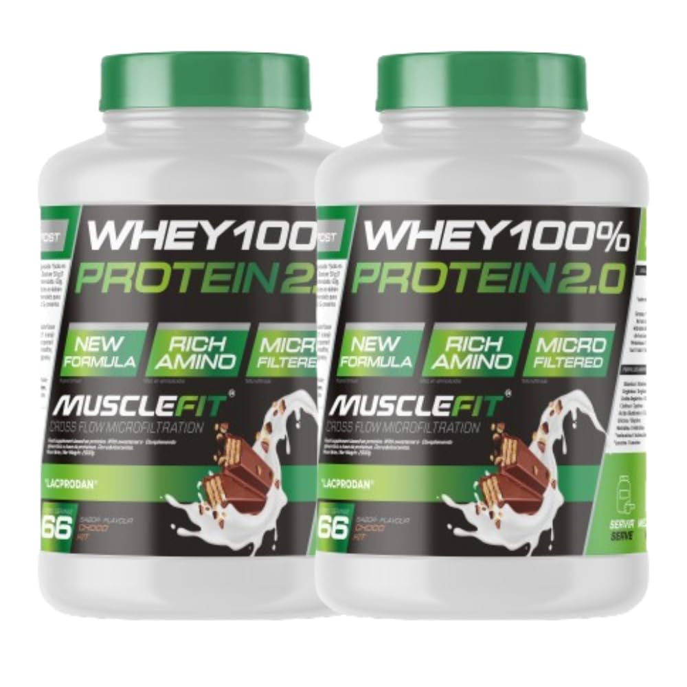MuscleFit WHEY 100% Protein | 2kg de Proteína de Suero |Sabor ChocoKit | Ayuda al Crecimiento de Músculo | Pack 2