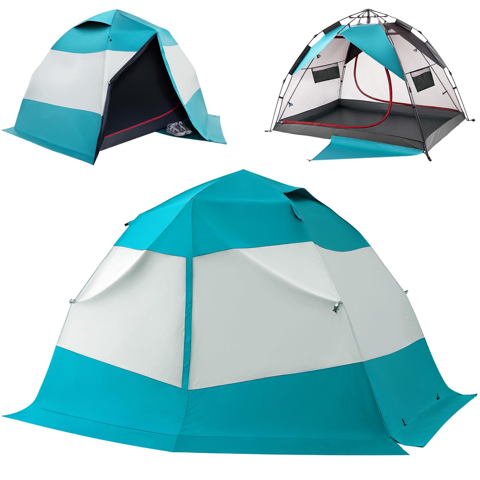 camping tent 2 person, waterproof & blackout double layer pop up outdoor tent for park, picnic, travel, portable and easy setup