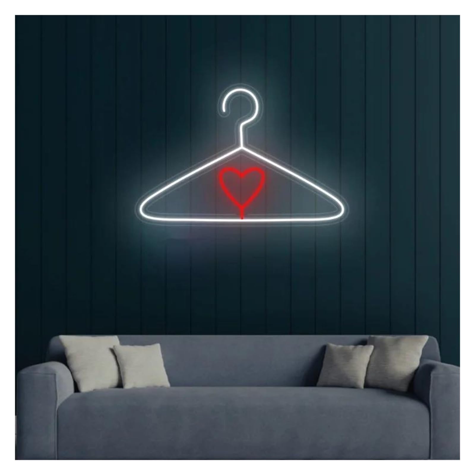LEMST Signs Lamp Hanger Neon Sign USB Powered Adjustable Brightness Heart Neon Lights, for Store Wall Decoration 25cmx30cm(A)