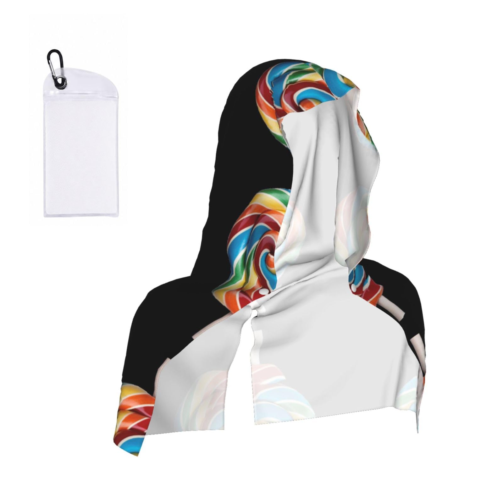 EZDLOWVBA Lollipop Print 2 Pack Cooling Hoodie Towels,Sports Headscarf, Neck Wrap Scarf,Breathable Cooling Towel For Neck And Face, Travel, Swimming, Training