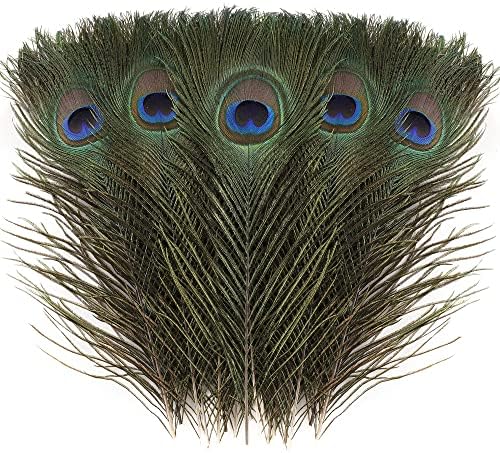 Larryhot Natural Peacock Feathers Bulk - 40pcs 10-12 inches Feathers for DIY Crafts, Wedding, Home and Holiday Party Decorations