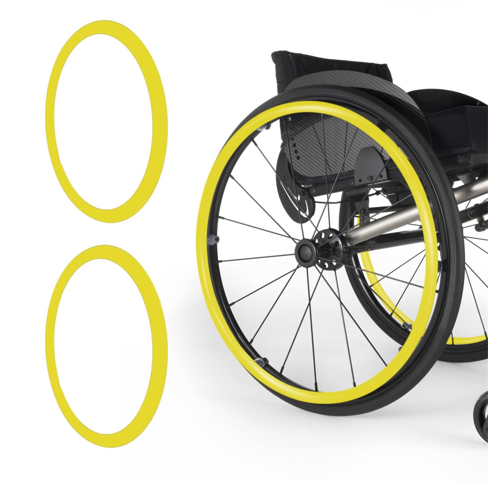 Uysela Yellow Wheelchair Push Rim Covers 22/24In Rear Wheel Sports Wheelchair Cover Wheelchair Handrim Covers Non-Slip Wear-Resistant Wheelchair Push Rim Covers,,24In