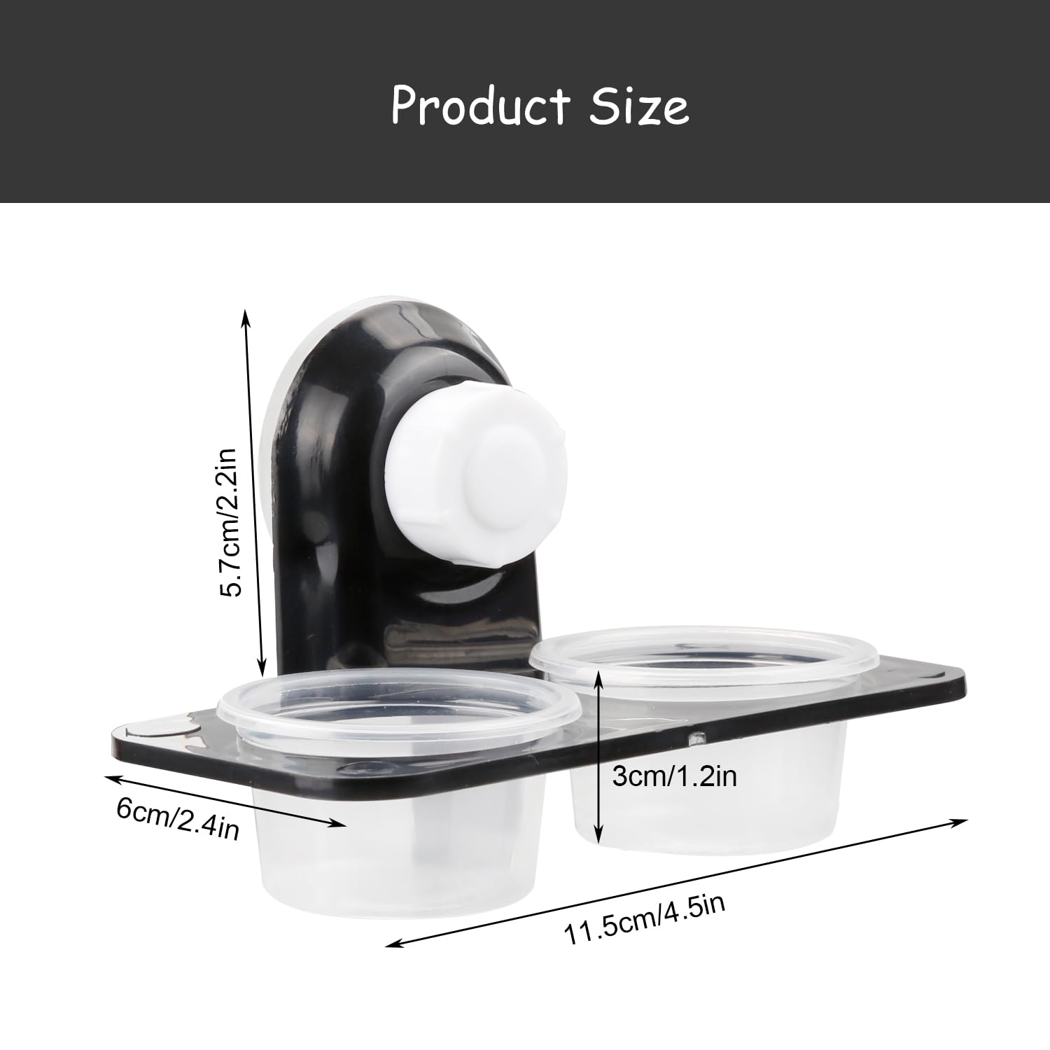 Rumyve 2PCS Reptile Feeder,Double Bowl Plastic Gecko Feeding Ledge,Removable Reptile Feeding Dish and Suction Cup - Image 2