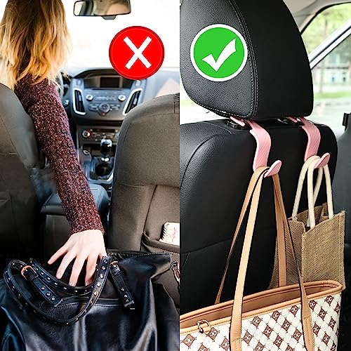 Toiyason TYSHOOK01_443PINK Car Seat Headrest Hook Universal Vehicle Seat Hook Hangers Interior Storage Organizer For Purse Handbag Coats Umbrellas Grocery Bags 4 Pack Pink thumb #2