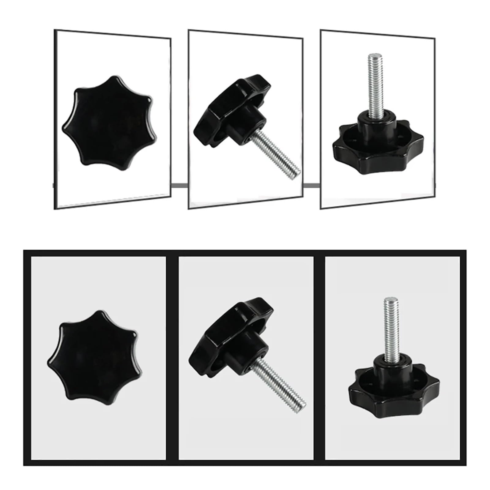 Tornillo de Mariposa de plástico Negro M8 M10 con pomo de Agarre Manual, Tornillo de Mariposa de 7 Esquinas, n.° 60(M10x40mm)