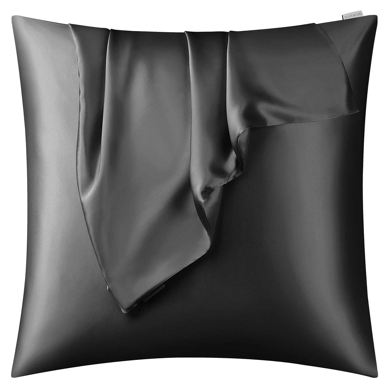 DISANGNI 100% Natural Mulberry Silk Pillow case for Hair and Skin with Hidden Zipper 22 Momme Both Sides Real Silk Pillow Case (1pc 65x65cm, Black)