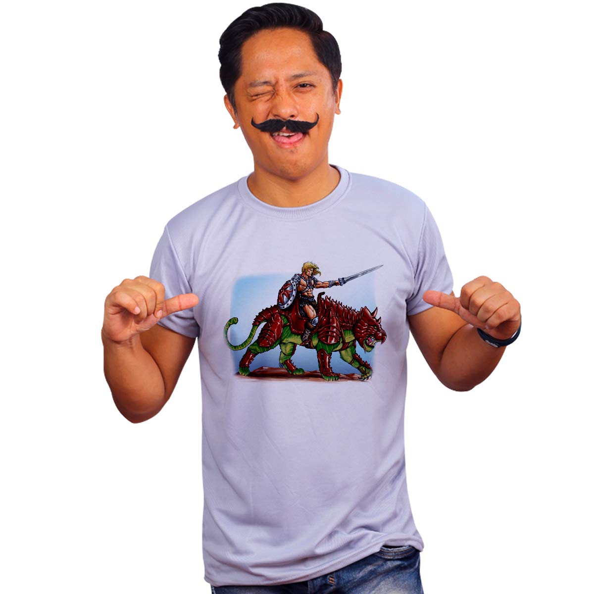 Mooch Wale He Man and Tiger Armor Grey Quick-Dri T-Shirt for Men