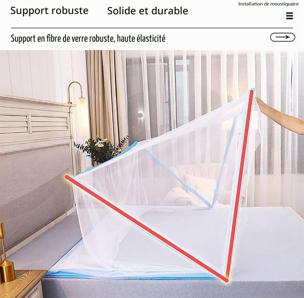 Générique Moustiquaire Pliable Lit 2 Places - Tente Anti-Moustique Pop-Up, Moustiquaire de Lit Portable, Facile à Installer, Maille Ultra Fine, Idéale pour Chambre, Camping, Voyage