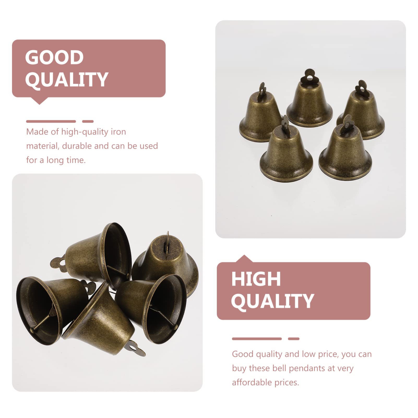 IWOWHERO 10Pcs Vintage Iron Cow Bells for Farming Loud Grazing Pendants Smooth Surface Elegant Design for Livestock Safety Farm Supplies