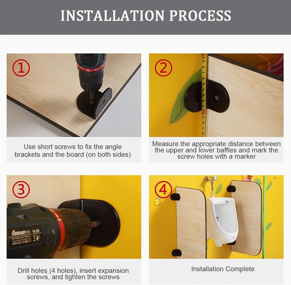 Urinal Privacy Screen and Toilet Partition, Wall-Mounted for Enhanced Privacy in Public Restrooms, Ideal for Schools and Kindergartens