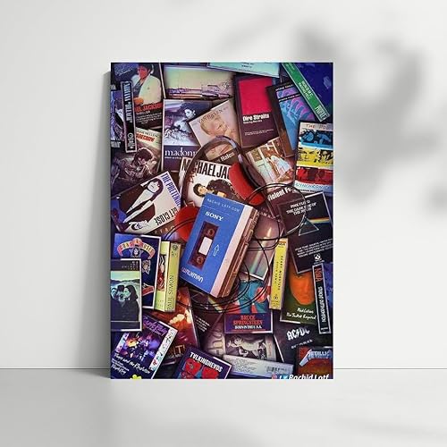 Miniatura 2 de La magia de los casetes y Sony Walkman una inmersión en los retro 80 - Impresión artística de pared, pintura para decoración del hogar Lienzo 30x20