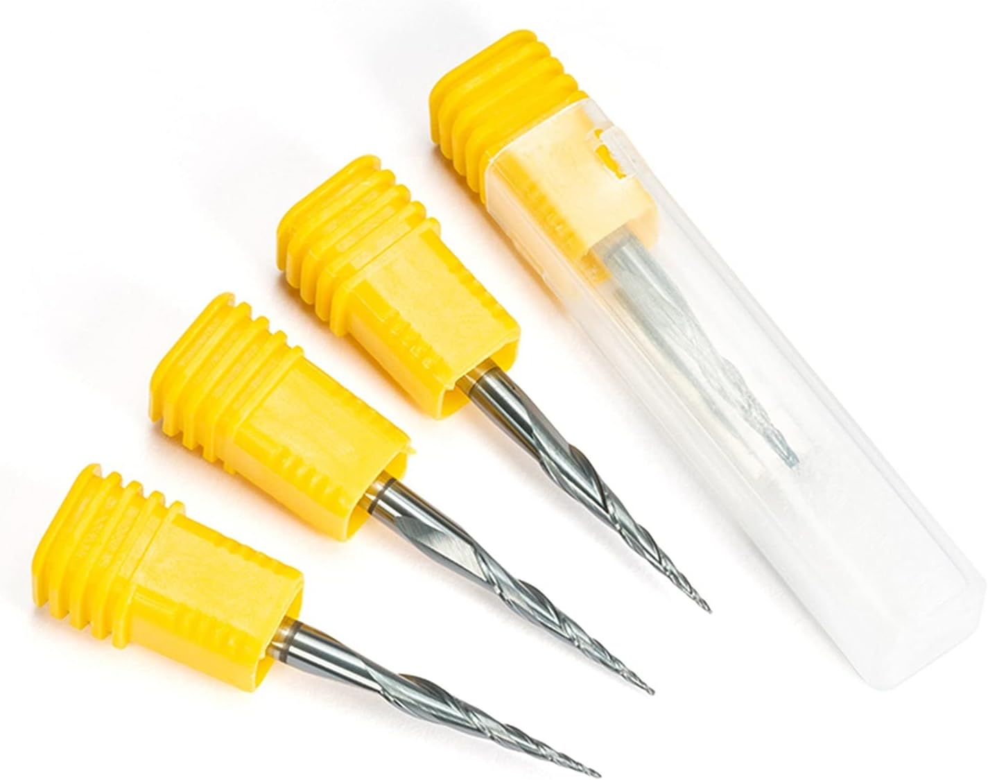 Surface Milling Cutter 4PCS 4mm Shank R0.25 / R0.5 / R0.75 / R1.0 Tapered Ball End Mill CNC Engraving Machine Engraving Drill Bit Wood Plywood MDF 3D End Mill (Dimensions : R0.75XD4X20.5X50mm)