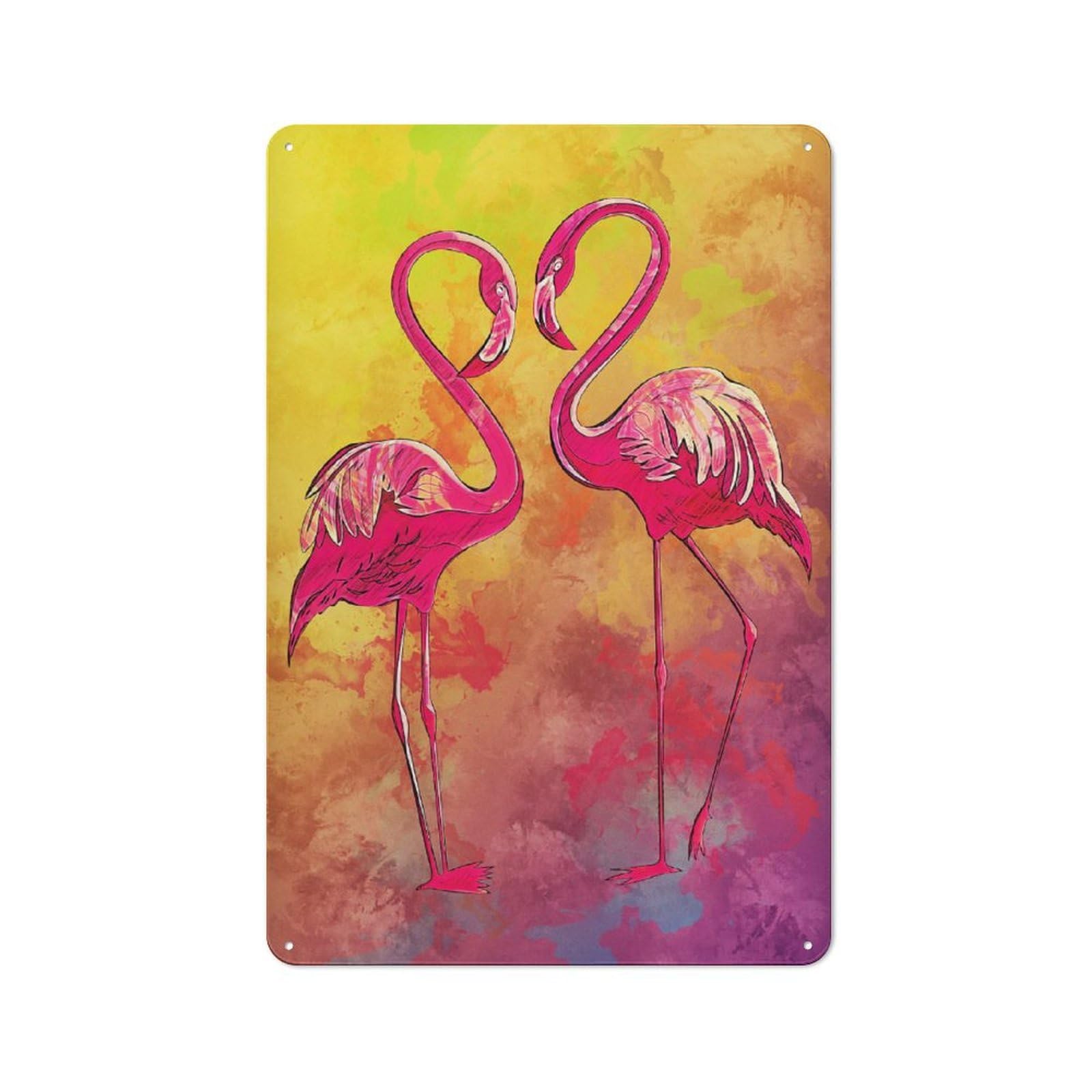 Junmoney Style-9 Vintage Tin Sign 30X20cm With Flamingos For Bar Or Restaurant, Suited To Bar Decor Enthusiasts
