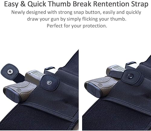 Miniatura 3 de Acelane Funda de banda para el vientre para transporte oculto para pistola abdominal para hombres y mujeres diestros + zurdos