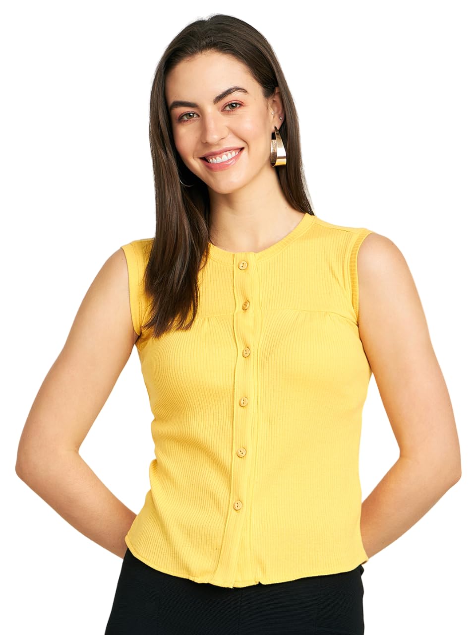 modeve Women Ribbed Sleeveless Fitted Top for Summer-picture-47