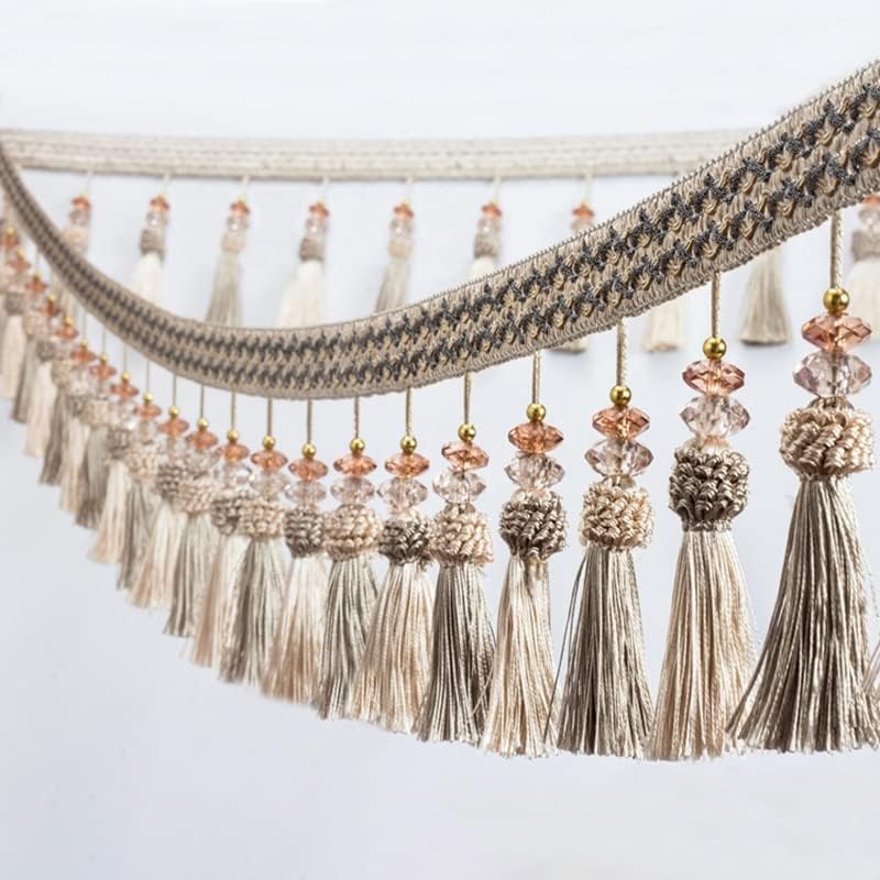 Home Product 1/2/3/5 Meter Curtain Tassel Fringe Lace Edging Trim Crystal Ribbon Trim Sewing Crafts Curtain Cushion Upholstery Decor Crafts - 5 Meter