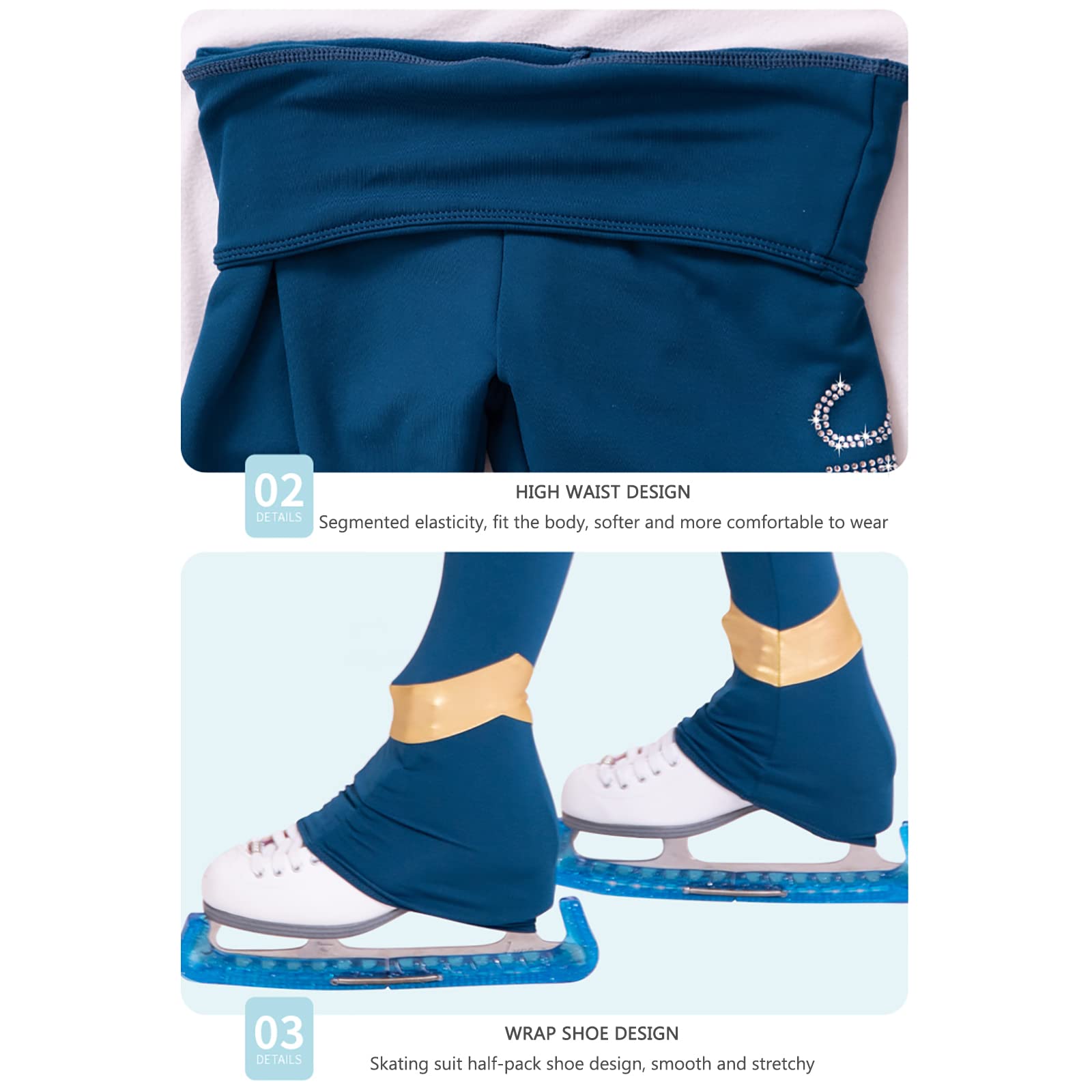 Conjuntos de Chaqueta y Pantalones de Patinaje sobre Hielo para Mujer Traje de Patinaje Artístico Entrenamiento Competencia Ropa de Patinaje(Size:XS,Color:Negro)