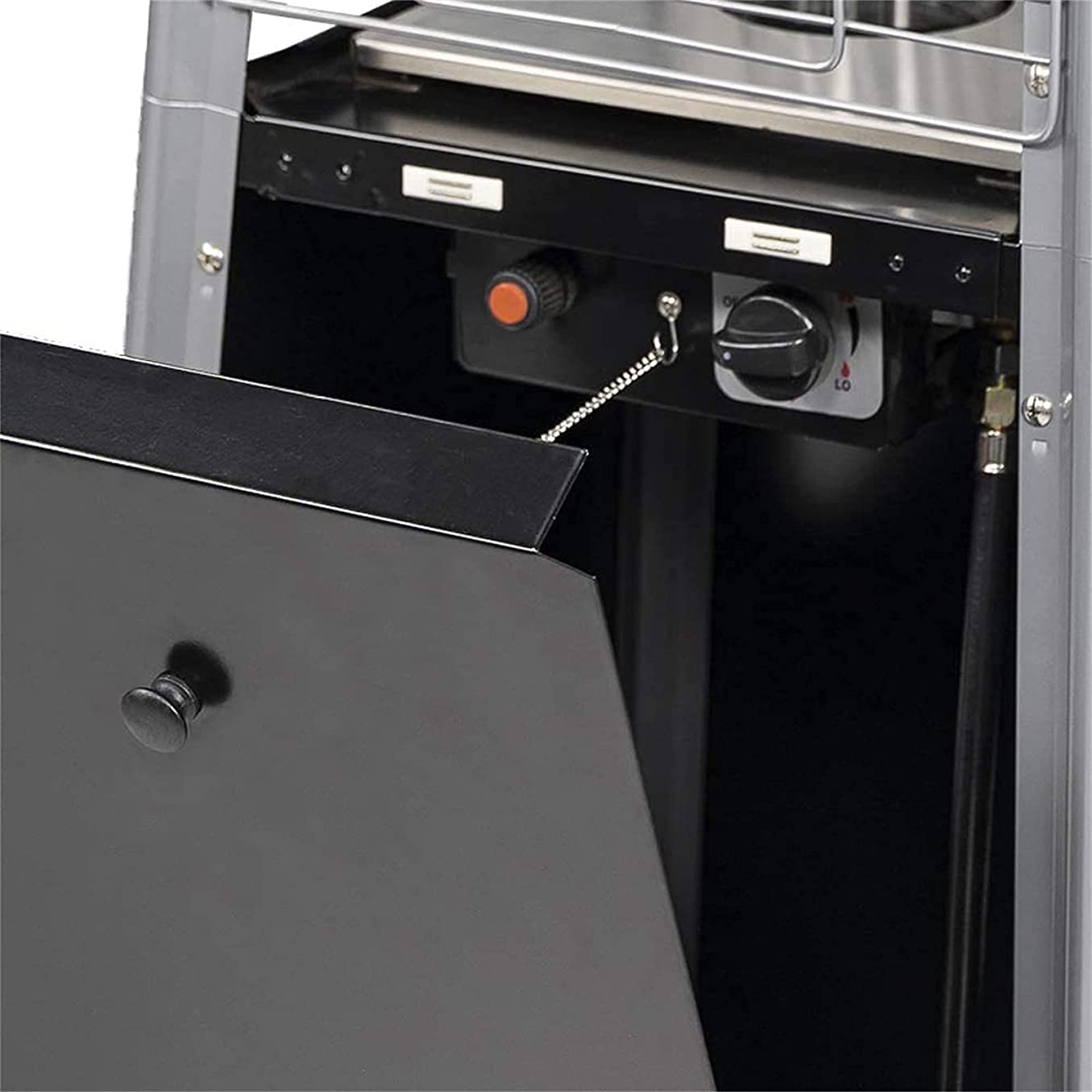 Riscaldatore da Terrazza Stufa a infrarossi Riscaldatore a propano da esterno 13KW Riscaldatore a fiamma a piramide da 42.000 BTU con riscaldatori per patio con ruote Spegnimento automatico, nero LSDR