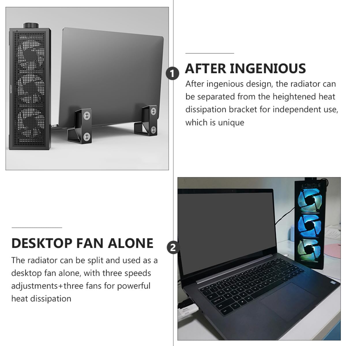 Hohopeti USB betriebener Notebook Kühler mit verstellbarem Ständer und 3 Lüftern 15.6 Zoll zur Wärmeableitung für Laptop und Lesen zu Hause