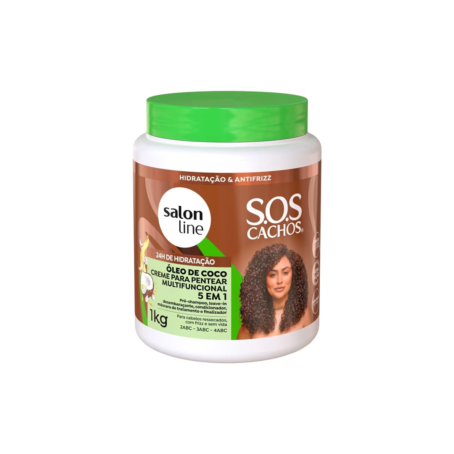 Salon Line - Linha SOS Cachos (Oleo de Coco) - Creme para Pentear Tratamento Profundo 1 Kg - (SOS Curls (Coconut Oil) - Deep Treatment Combing Cream