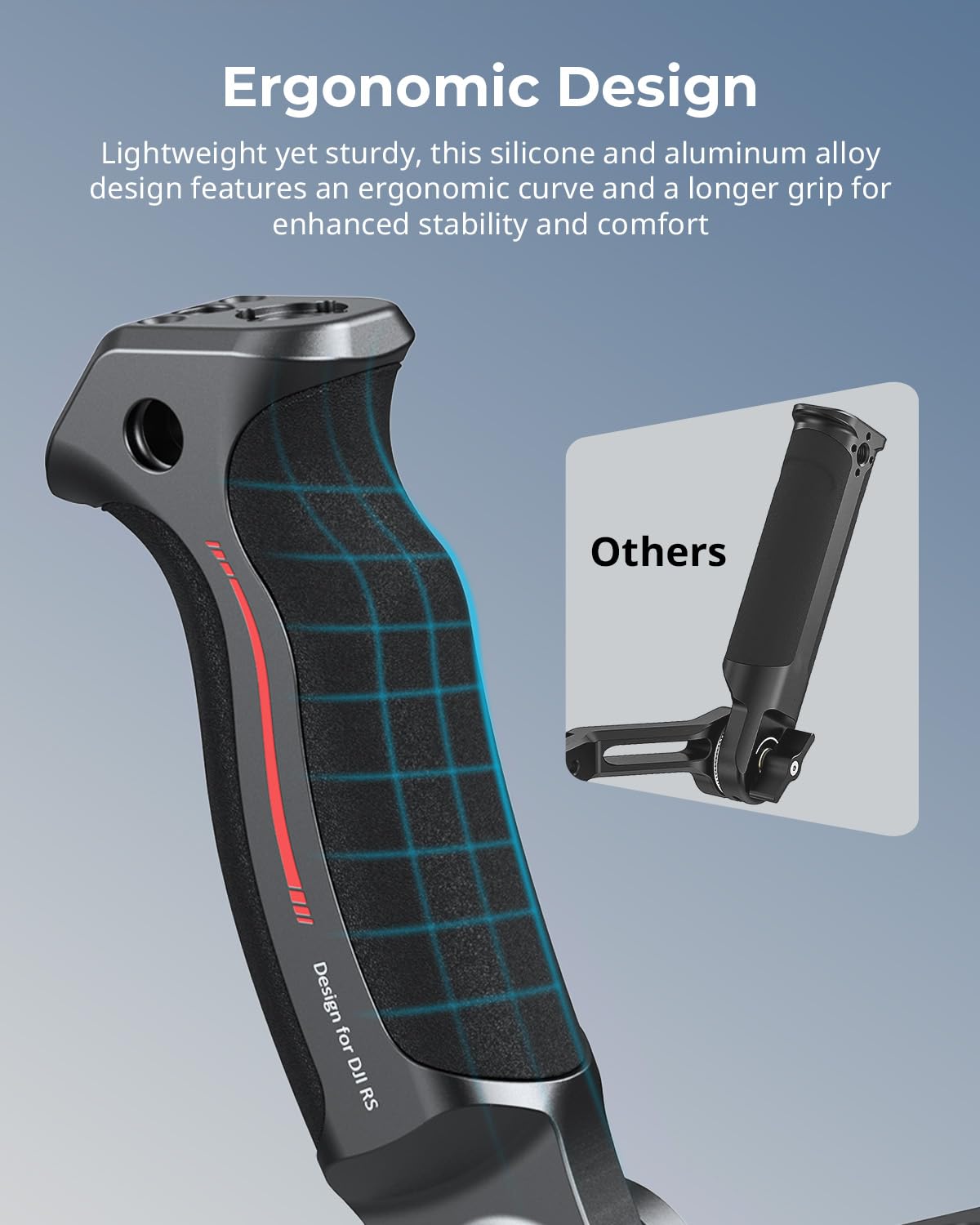SMALLRIG RS 4/RS 4 Pro Poignée Réglable pour DJI RS 4 / RS 4 Pro/RS 3 Mini/RS 3 / RS 3 Pro/RS 2 / RSC 2/ RS 4 Mini, Load 6 kg, Poignée Ergonomique pour Prises de Vue en Contre-Plongée