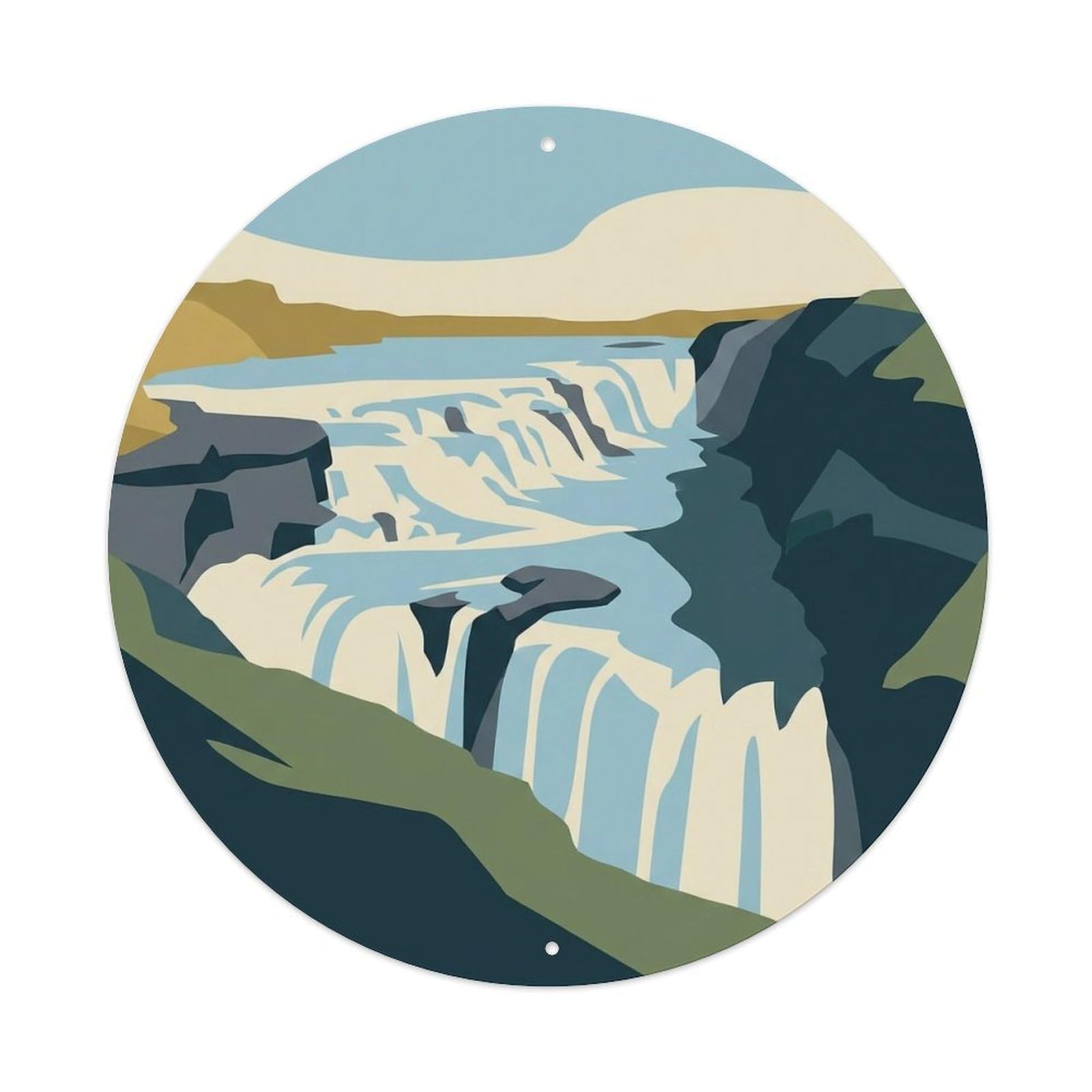 Vintage Travel Gullfoss Iceland Golden Metal Tin Sign