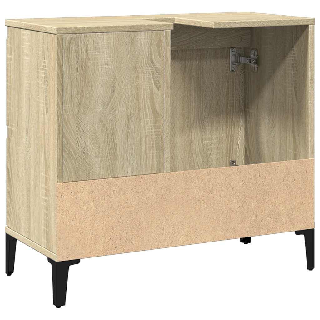 vidaXL Armoire de Salle de Bain, Meuble de Rangement avec Tiroirs et Compartiment, Organisateur de Toilette Maison Intérieur, Chêne Sonoma