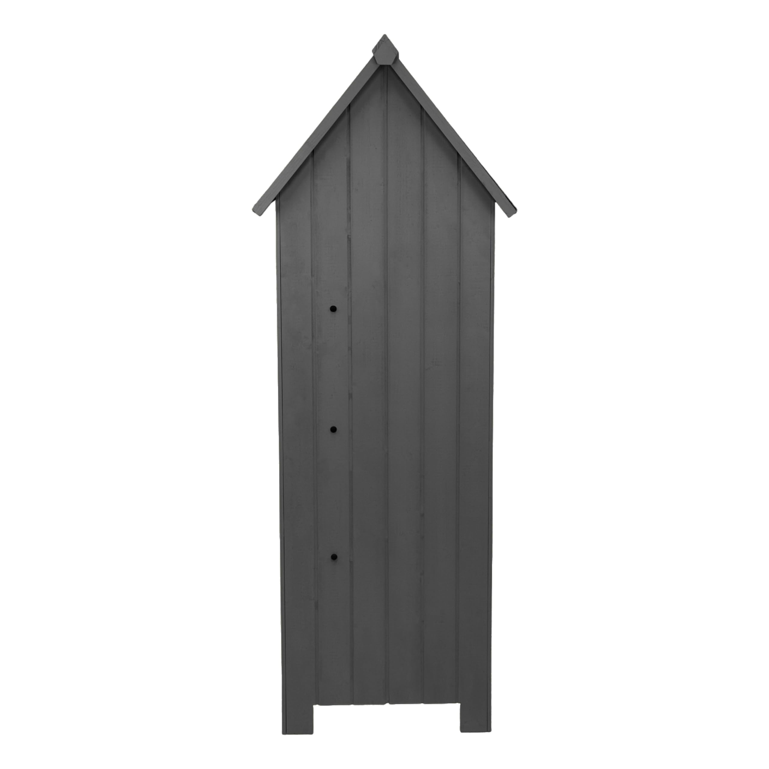 Cobertizo de Jardín de Madera Gris Almacenamiento Almacenaje Caseta Exterior Organizador Herramientas Jardin Estantes Esquina Ganchos para Colgar Sobre Puertas Candado llaves + Kit Fijación GRATIS