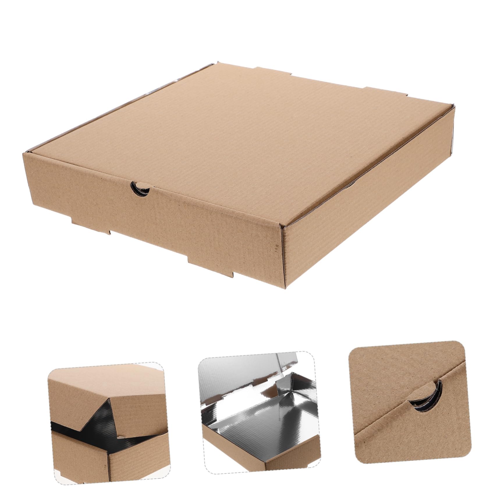 PRETYZOOM Boîtes à Pizza en Carton Ondulé 10 Pièces, Feuille Aluminium | Pizzeria et Café, Convient aux Cookies et Crêpes, Emballage à Emporter Pratique