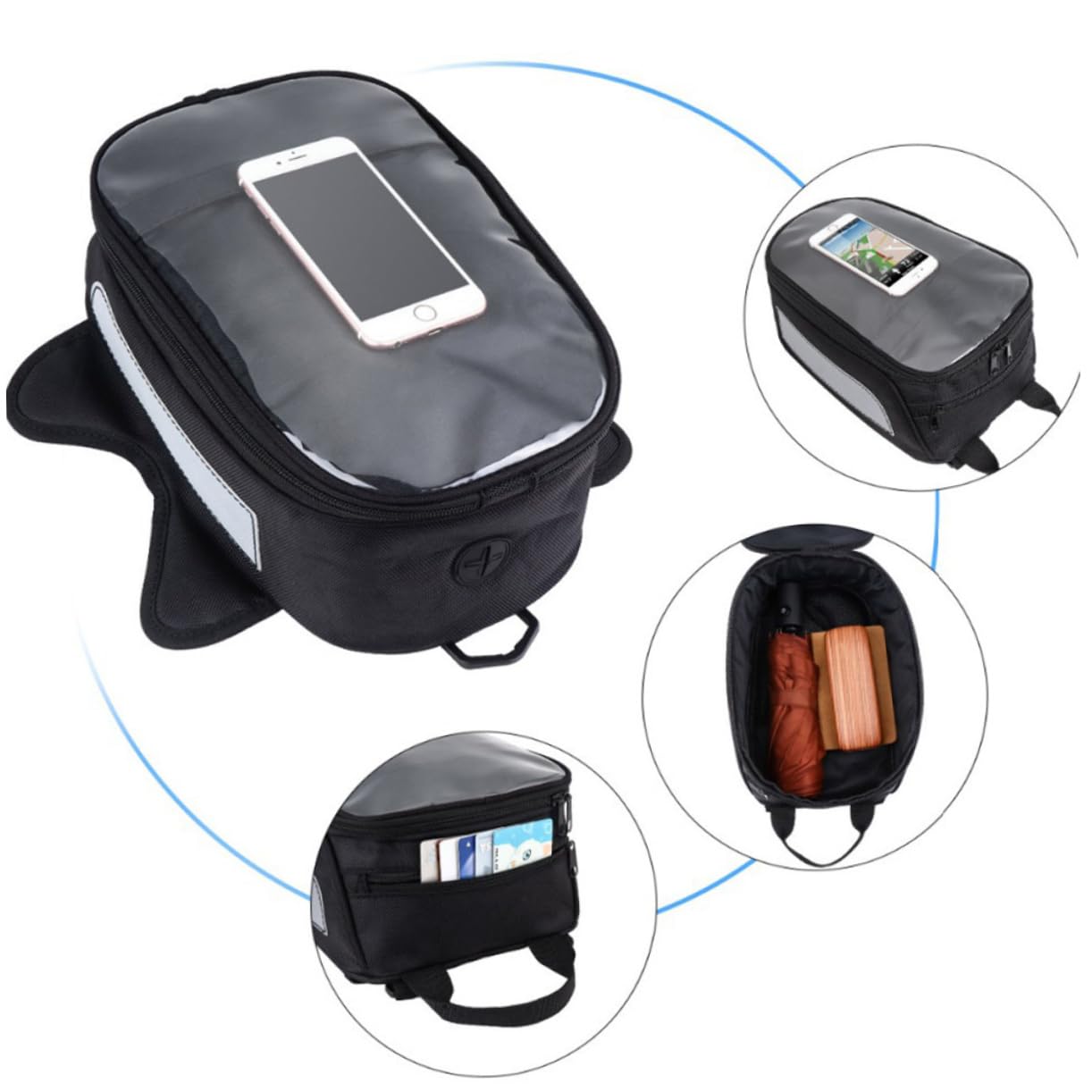 Cabilock Magnetische Motorradtasche Mit 4 Magneten Trägertasche Aus Robustem Material Organizer Mit Mehreren Fächern Für Lange Fahrten