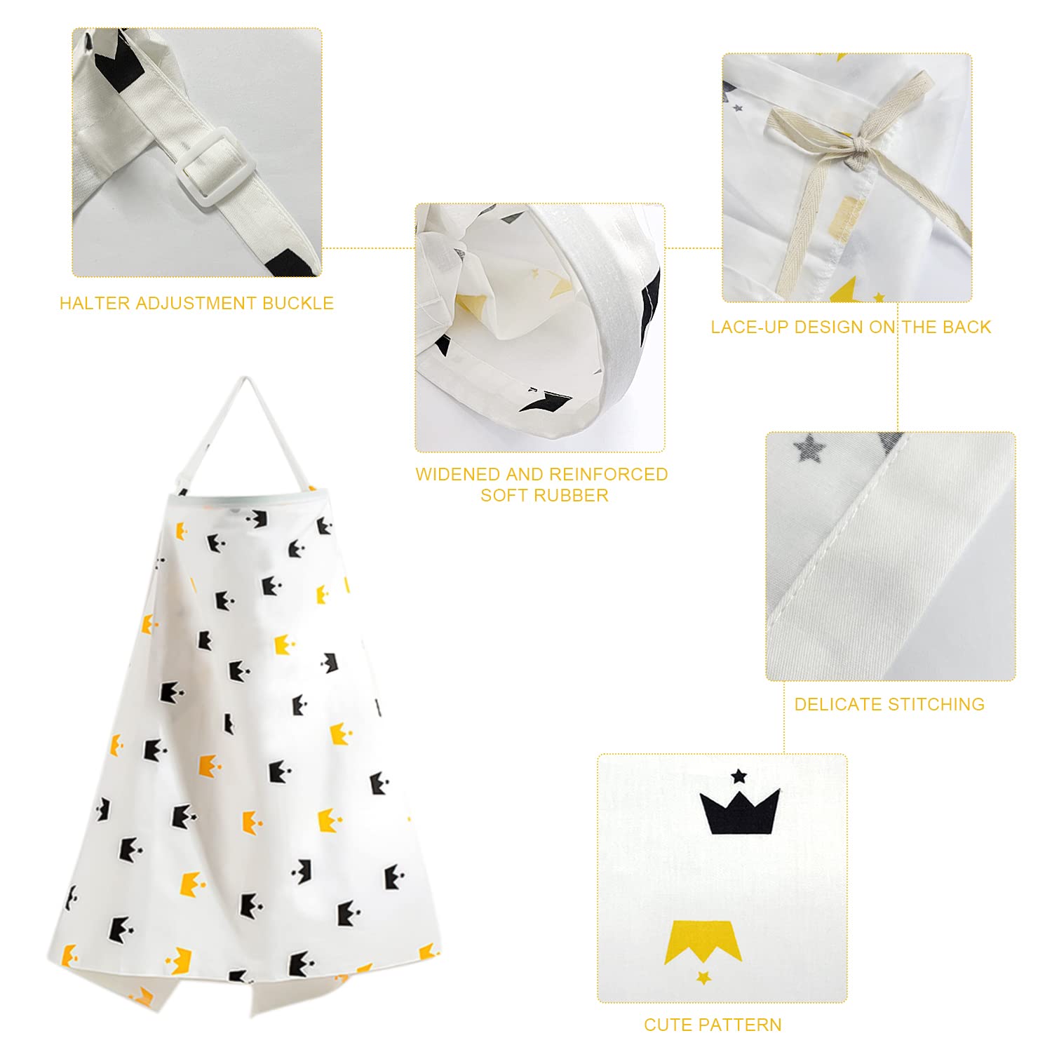 Housse d'allaitement bébé tablier 100% coton respirant bretelles réglables protection confidentialité avec coussinets lavables