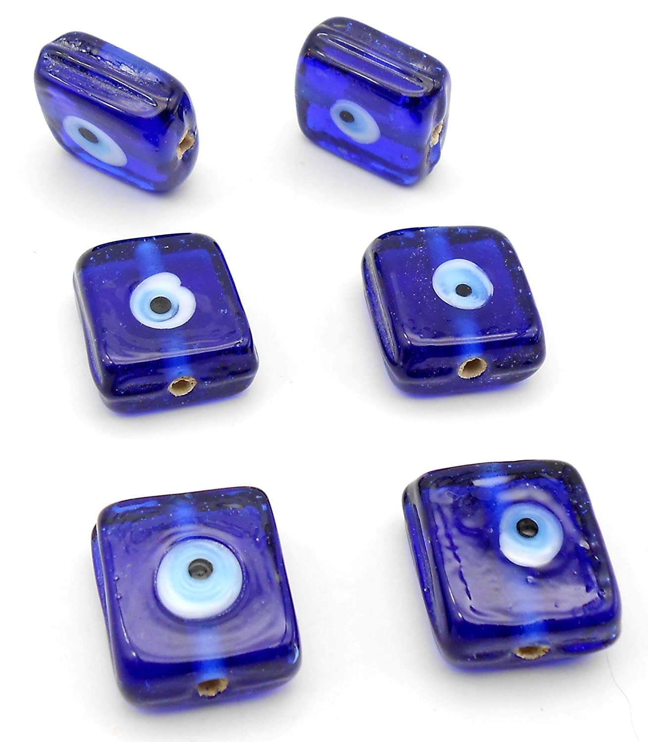 GGB Handmade-Hand Crafted Square Shaped Beads Blue Evil Eye Beads for Bracelet-Necklace-Key Rings Size-16mm, Thickness 8mm. (20) (B08RYLVVG1) Amazon Price History, Amazon Price Tracker