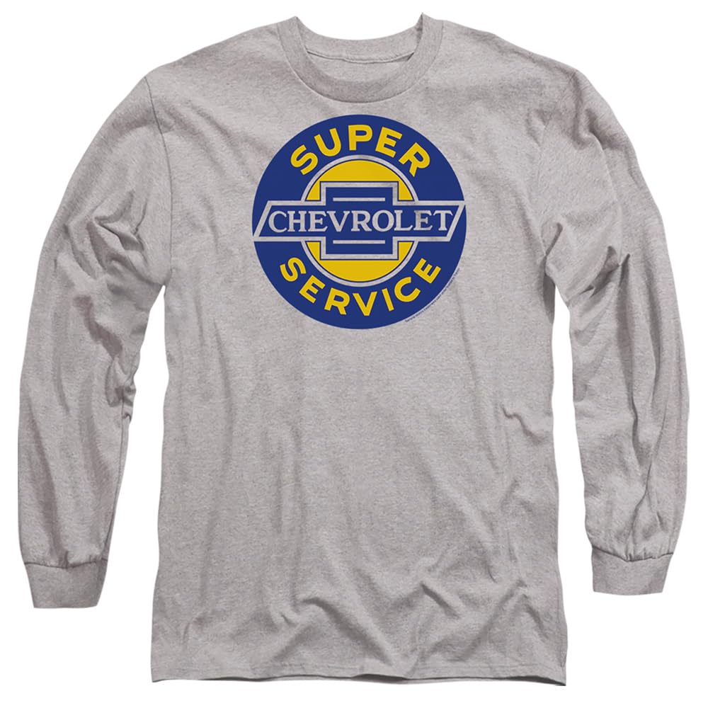 Chevrolet Super Service t-shirt manches longues gris athlétique mixte haut vintage taille L