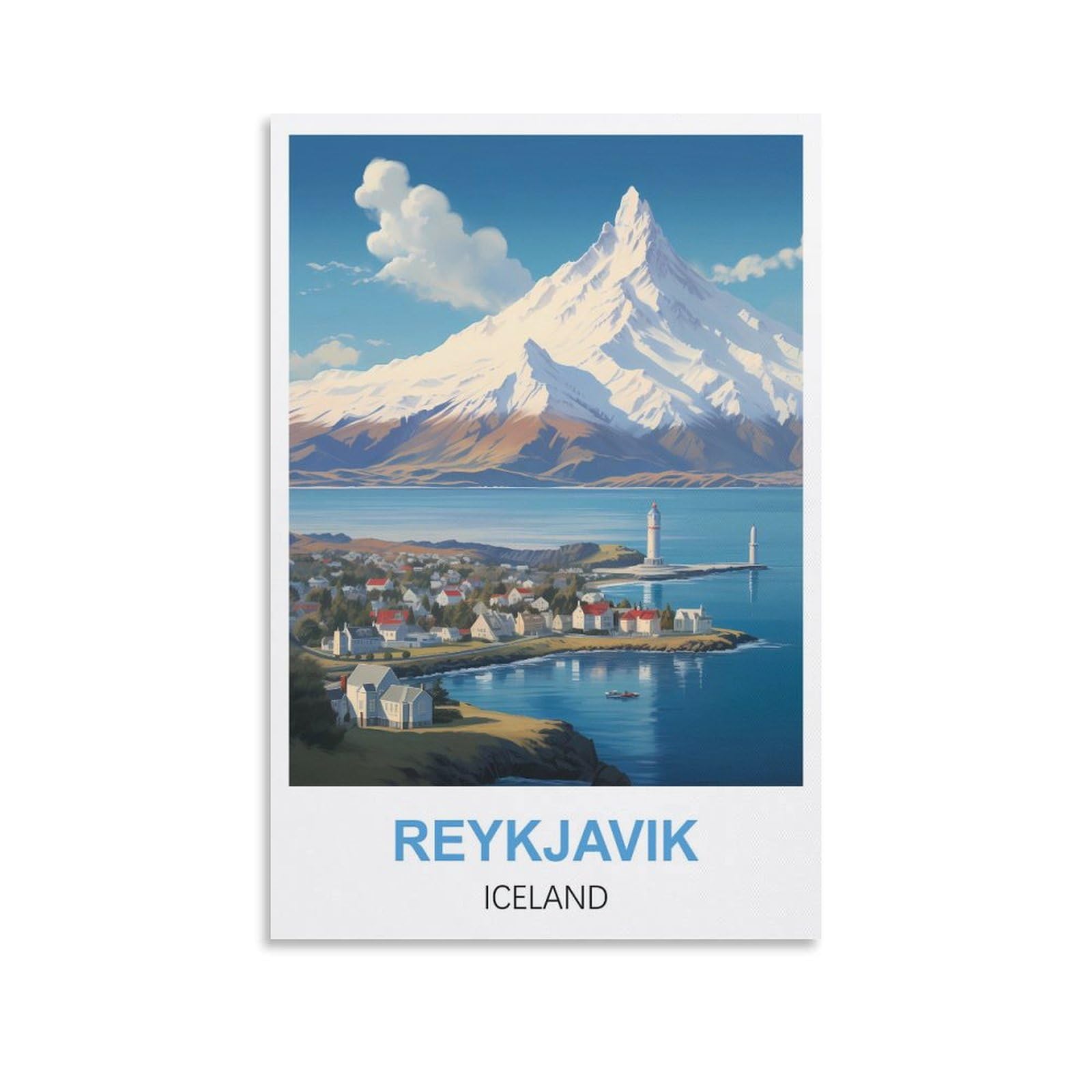 WGMDOEE Reykjavik Iceland Vintage Travel Poster 08x12inch(20x30cm) Canvas Poster Living Room Wall Art Home Decor