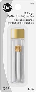 Dritz Gold-Eye Big Stitch Quilting Needles, Size 5, 12 Count,Silver