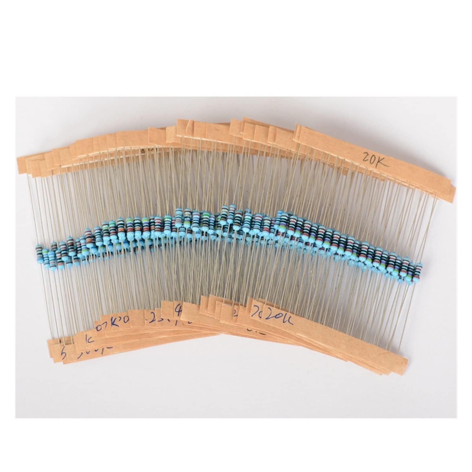 300PCS 1% 10 Ohm - 1M Ohm 0.125W Kit de Resistencia de película metálica, Resistencia de Anillo de Color 30 valores (Size : 1-6W 600PCS)