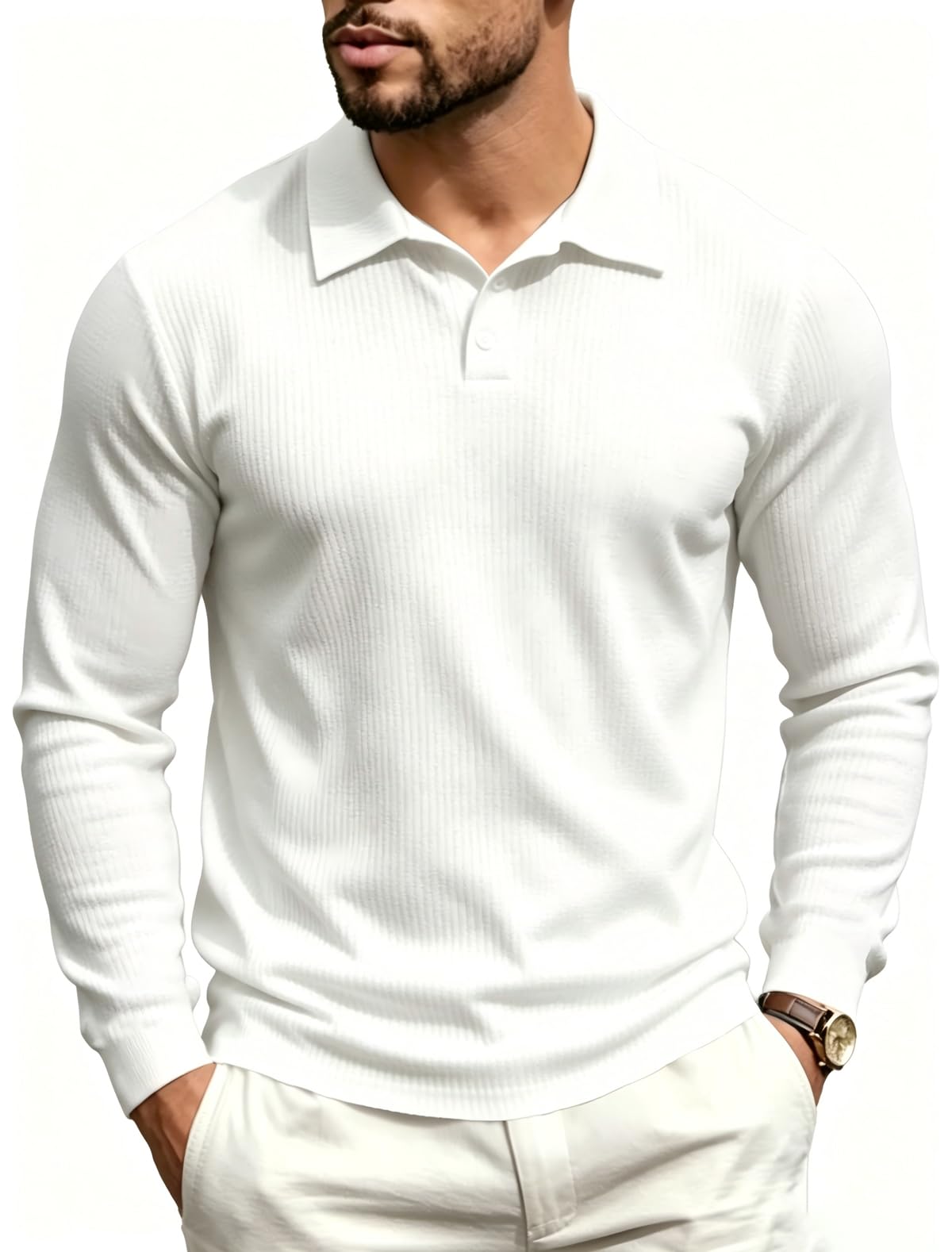 Uomo Polo Sport Slim Fit,Casual a Maniche Lunghe e Corte T-Shirt,Golf vestibilità Muscolare