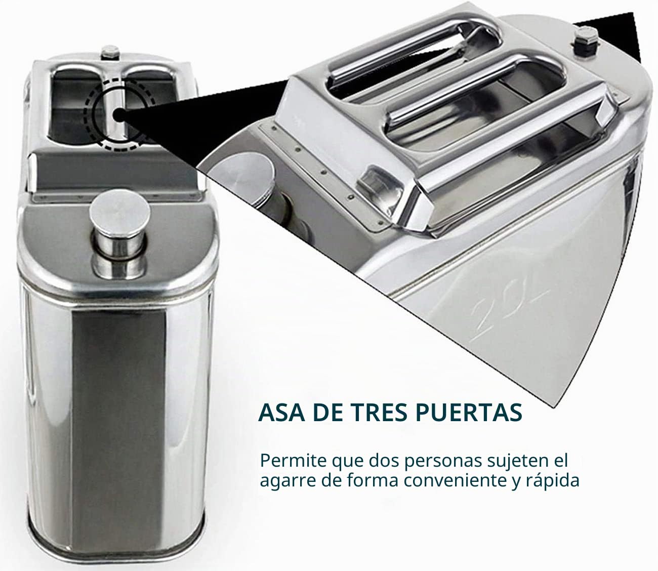 5L/10L/15L/20L Combustible Gasolina Gasolina Diesel Latas de Gas Tanque Contenedor de Respaldo, Bidón de Acero Inoxidable 201 para Motocicletas Automóviles Cortacésped Canotaje Camping,5L