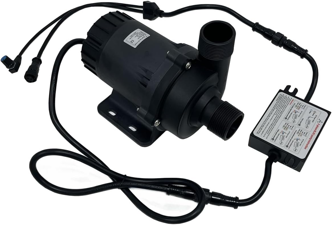 SHYSKY 24V 200W Speed/Flow Adjustable Heavy Duty Brushless DC Water Pump DC85E-24100A Lift 10m (32ft) 3566 GPH Flow, Low Noise, With DRY RUN Protection, For Cooling Circulation Pressure Sys