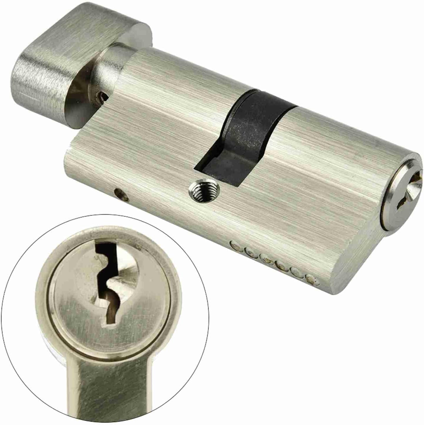 Cylinder Lock, Long Life Door Lock Cylinder, Stable Safe Brass Lock Cylinder, Solid Commercial Door Lock Cylinder with Key 60mm, Suitable for Wooden and Aluminium Doors